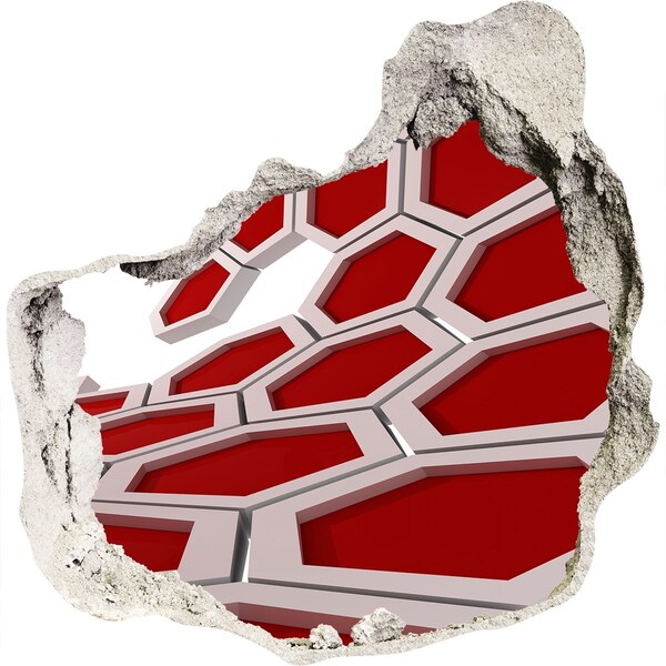 Autocollant mural trou Hexagones rouges abstraits grès