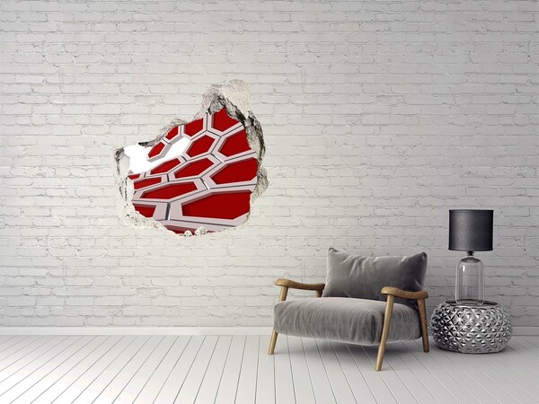 Autocollant mural trou Hexagones rouges abstraits grès