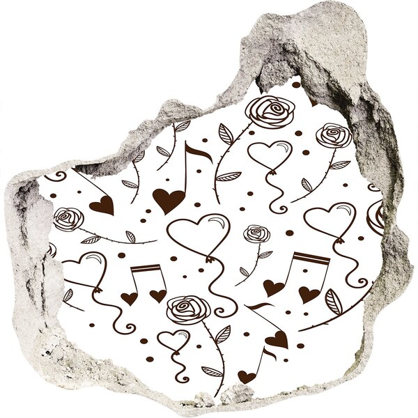 Autocollant à effet 3d trou Cœurs et roses musicaux