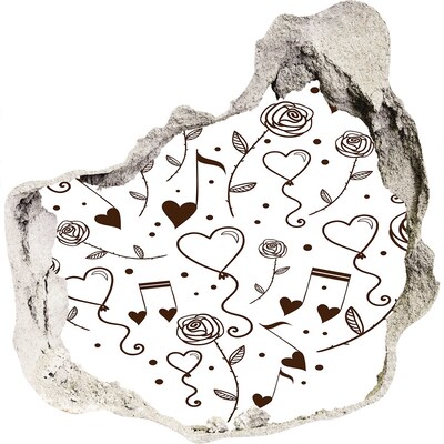Autocollant à effet 3d trou Cœurs et roses musicaux