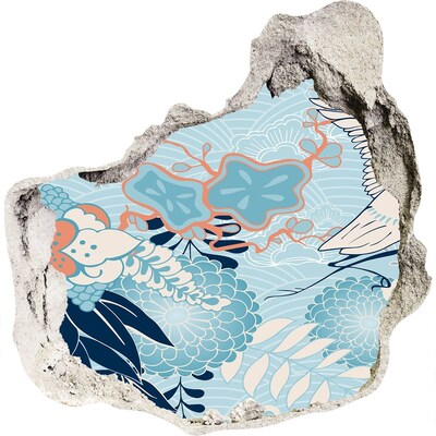 Sticker mural effet trou Le monde sous-marin des coraux