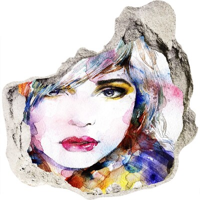 Sticker mural effet trou Portrait dans un mur brisé