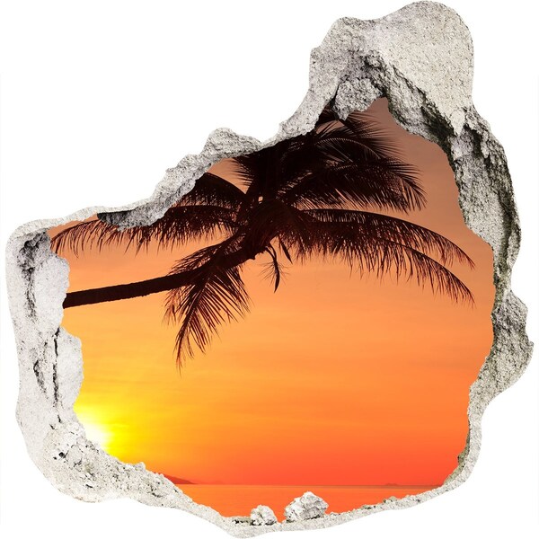 Sticker mural effet trou Coucher de soleil sur une plage tropicale