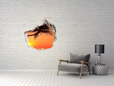 Sticker mural effet trou Coucher de soleil sur une plage tropicale
