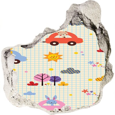 Sticker mural effet trou Un monde d'enfants plein de joie