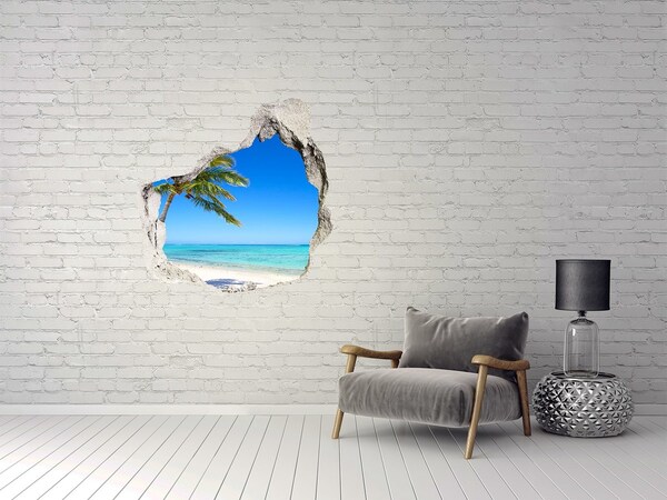 Autocollant mural trou oasis tropicale en bord de mer