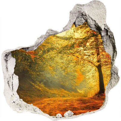 Autocollant à effet 3d trou Automne doré dans la forêt