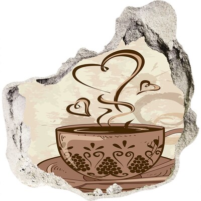 Autocollant mural trou Une charmante tasse de café fumant