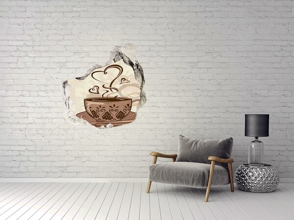 Autocollant mural trou Une charmante tasse de café fumant