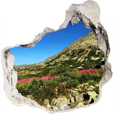 Autocollant à effet 3d trou Paysage de montagne dans un trou dans le mur