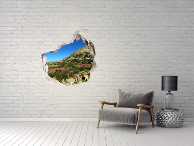 Autocollant à effet 3d trou Paysage de montagne dans un trou dans le mur