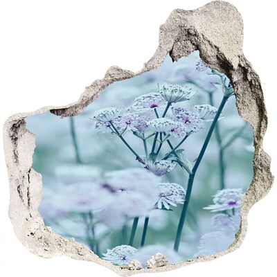 Sticker trou dans le mur Des fleurs parmi les ruines du mur