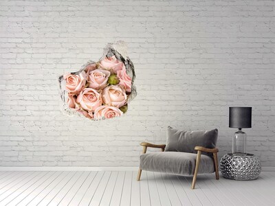 Sticker mural effet trou Des roses dans un trou dans le mur