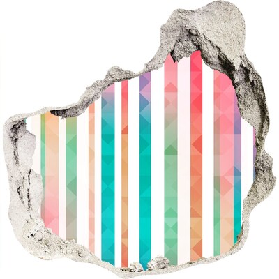 Sticker trou dans le mur Géométrie colorée derrière le trou dans le mur