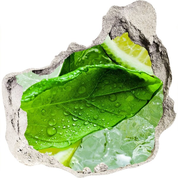 Autocollant à effet 3d trou Feuilles de menthe fraîche sur glace