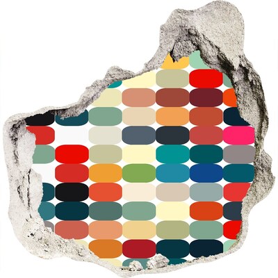 Sticker mural effet trou Mosaïque colorée à travers un trou dans le mur