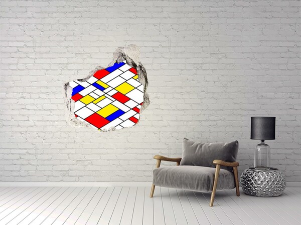 Autocollant mural trou Vitrail géométrique grès