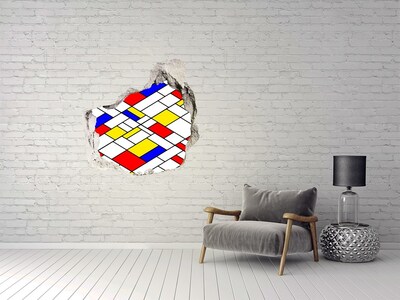 Autocollant mural trou Vitrail géométrique grès