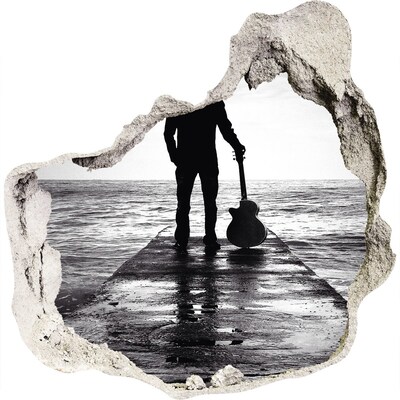 Autocollant à effet 3d trou Musicien sur la jetée