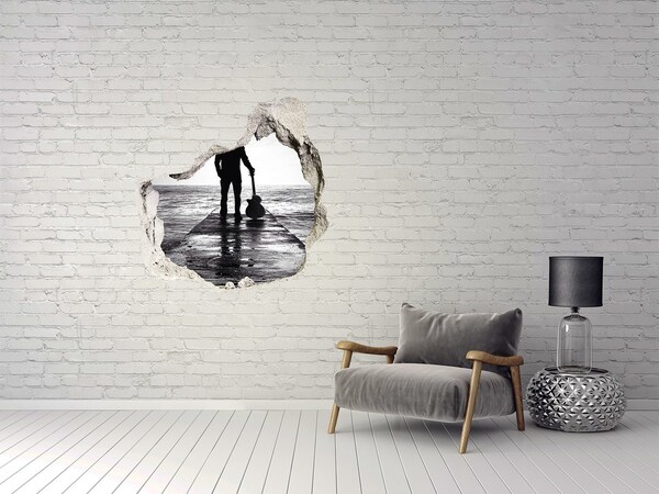 Autocollant à effet 3d trou Musicien sur la jetée