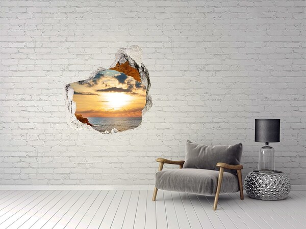 Sticker mural effet trou Coucher de soleil sur la mer