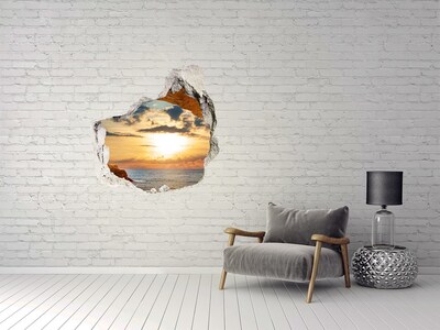 Sticker mural effet trou Coucher de soleil sur la mer
