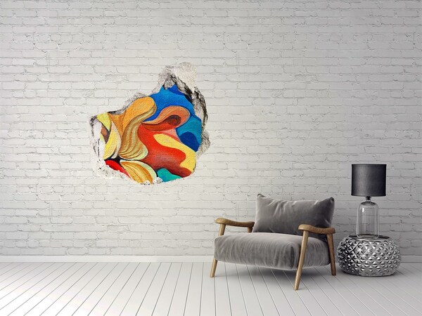 Sticker mural effet trou Une explosion florale de couleurs