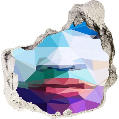 Sticker mural effet trou Un paysage aux couleurs de la géométrie