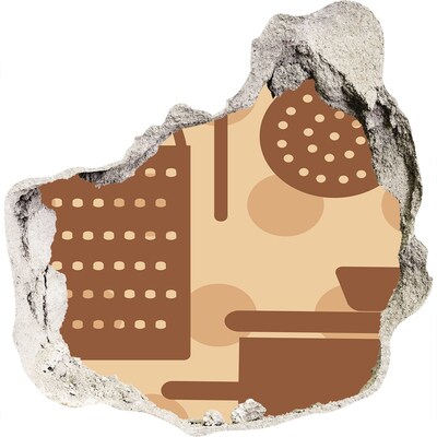 Sticker mural effet trou Intérieur à motif rétro