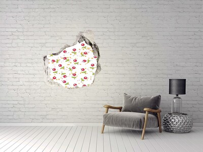 Sticker mural effet trou Motif floral sur le mur