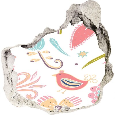 Sticker trou dans le mur Le monde coloré derrière le trou