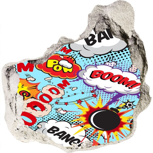 Sticker trou dans le mur Une explosion de couleurs dans le style des bandes dessinées