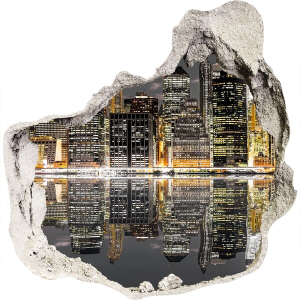Autocollant à effet 3d trou Vue de la ville la nuit