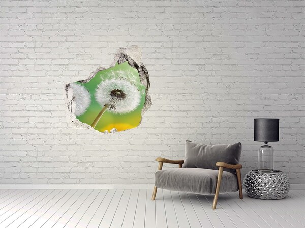 Sticker mural effet trou Pissenlits sur fond vert