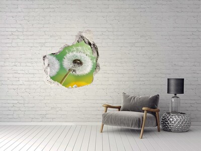 Sticker mural effet trou Pissenlits sur fond vert