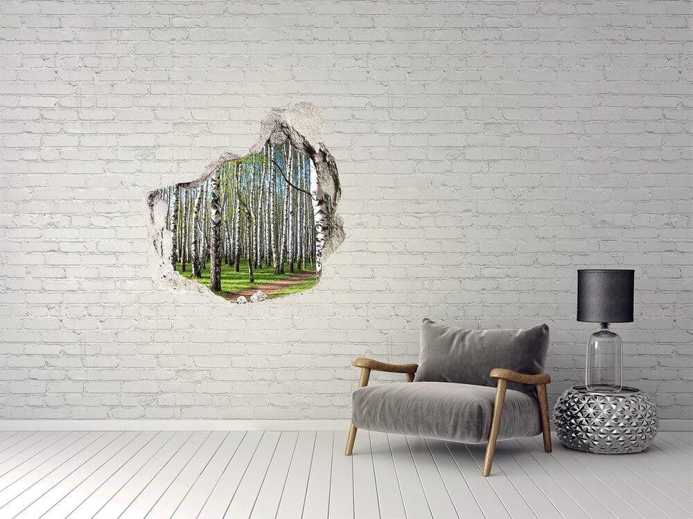 Sticker mural effet trou Forêt de bouleau grès