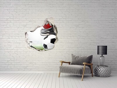 Autocollant à effet 3d trou La passion du football au-delà des murs