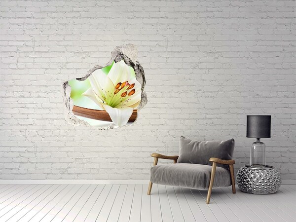 Autocollant mural trou Une oasis florale en béton