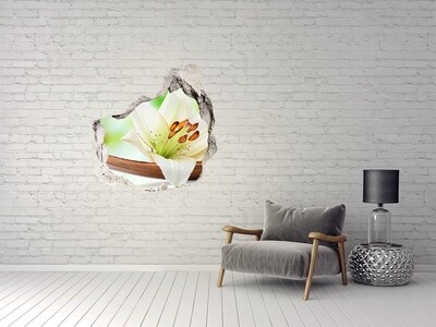 Autocollant mural trou Une oasis florale en béton