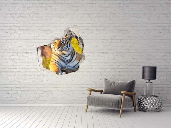 Sticker mural effet trou Le tigre dans son habitat naturel