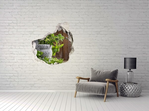 Autocollant mural trou Un jardin verdoyant dans un trou en béton