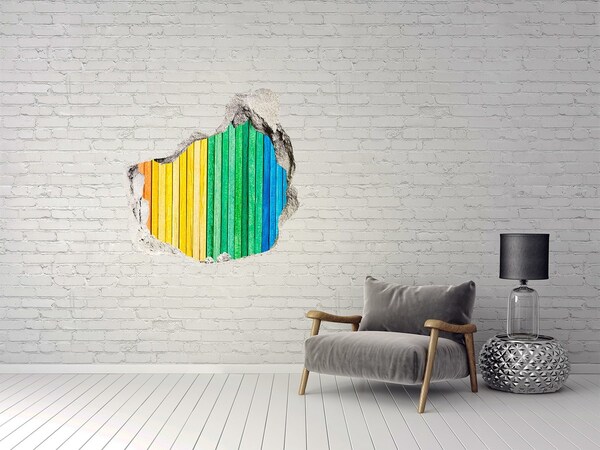 Autocollant à effet 3d trou Des panneaux colorés dans un trou dans le mur