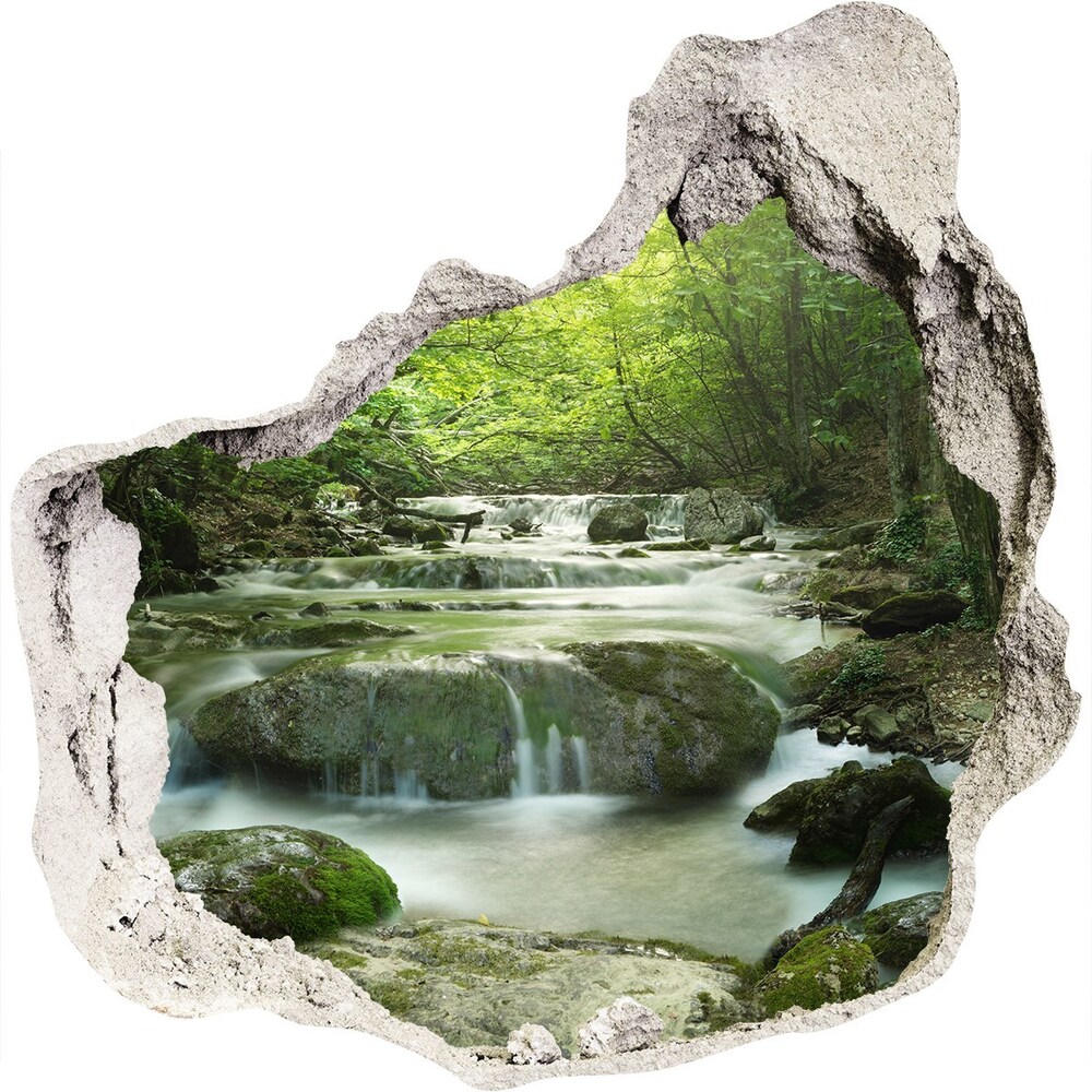 Autocollant à effet 3d trou Chute d'eau dans la forêt grès