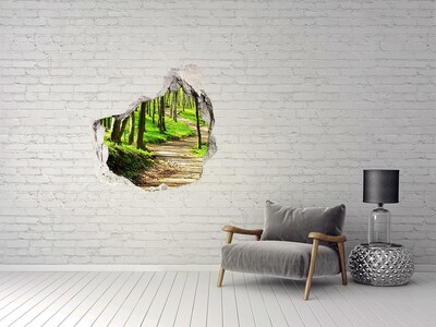 Sticker mural effet trou Sentier forestier au soleil