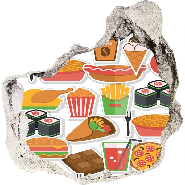 Sticker trou dans le mur Saveurs du monde