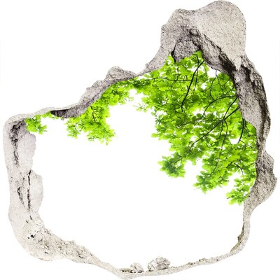 Autocollant à effet 3d trou Une oasis de verdure derrière le mur