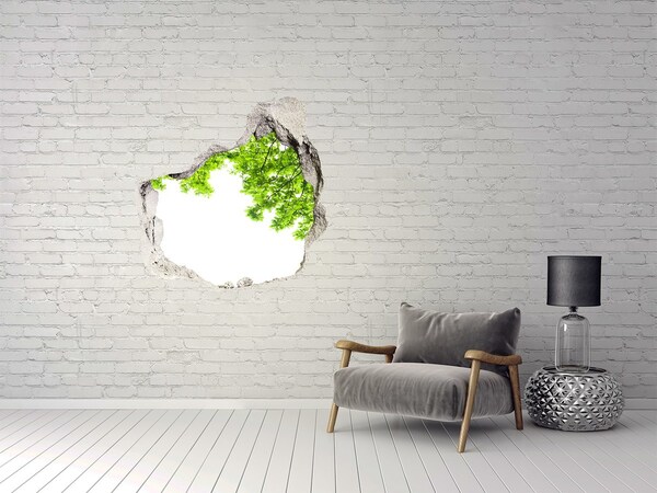 Autocollant à effet 3d trou Une oasis de verdure derrière le mur