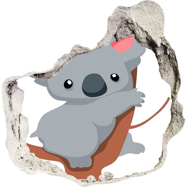Autocollant à effet 3d trou Koala dans un trou dans le mur