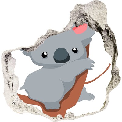 Autocollant à effet 3d trou Koala sur un arbre grès