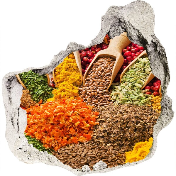 Sticker trou dans le mur Épices colorées sur la place du marché